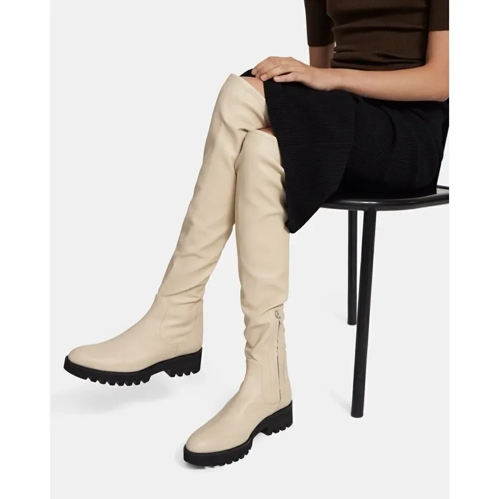 Theory Over-The-Knee Boot in Faux Leather White sz 9 US